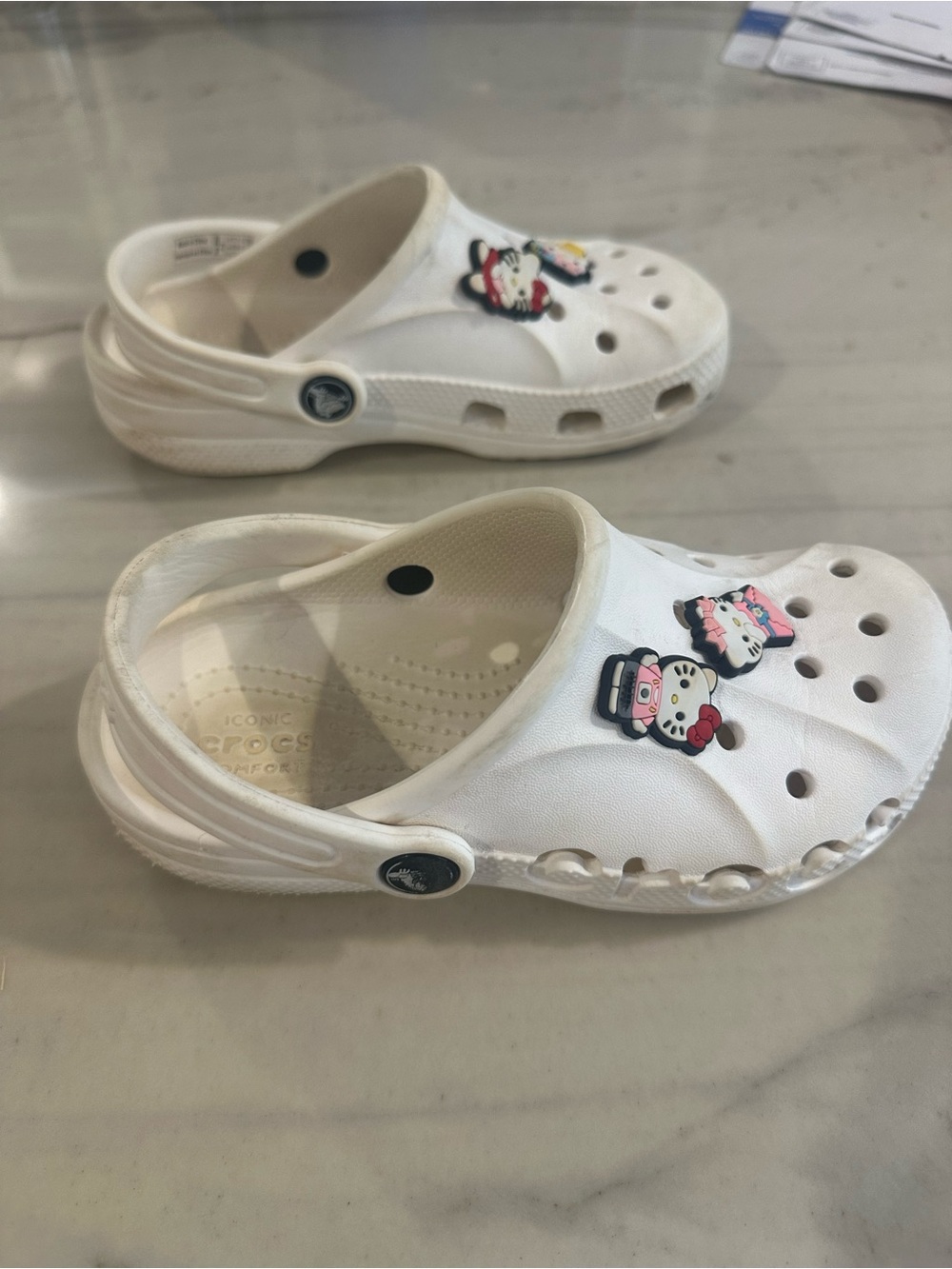 CROCS Kids Clogs in White and Pink Glitter - Picture 5 of 11